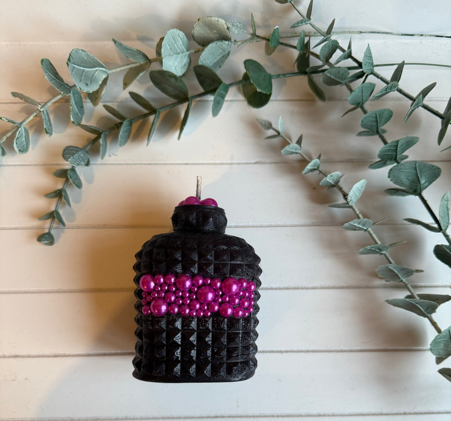 Black and Pink Gem Perfume Bottle Candle