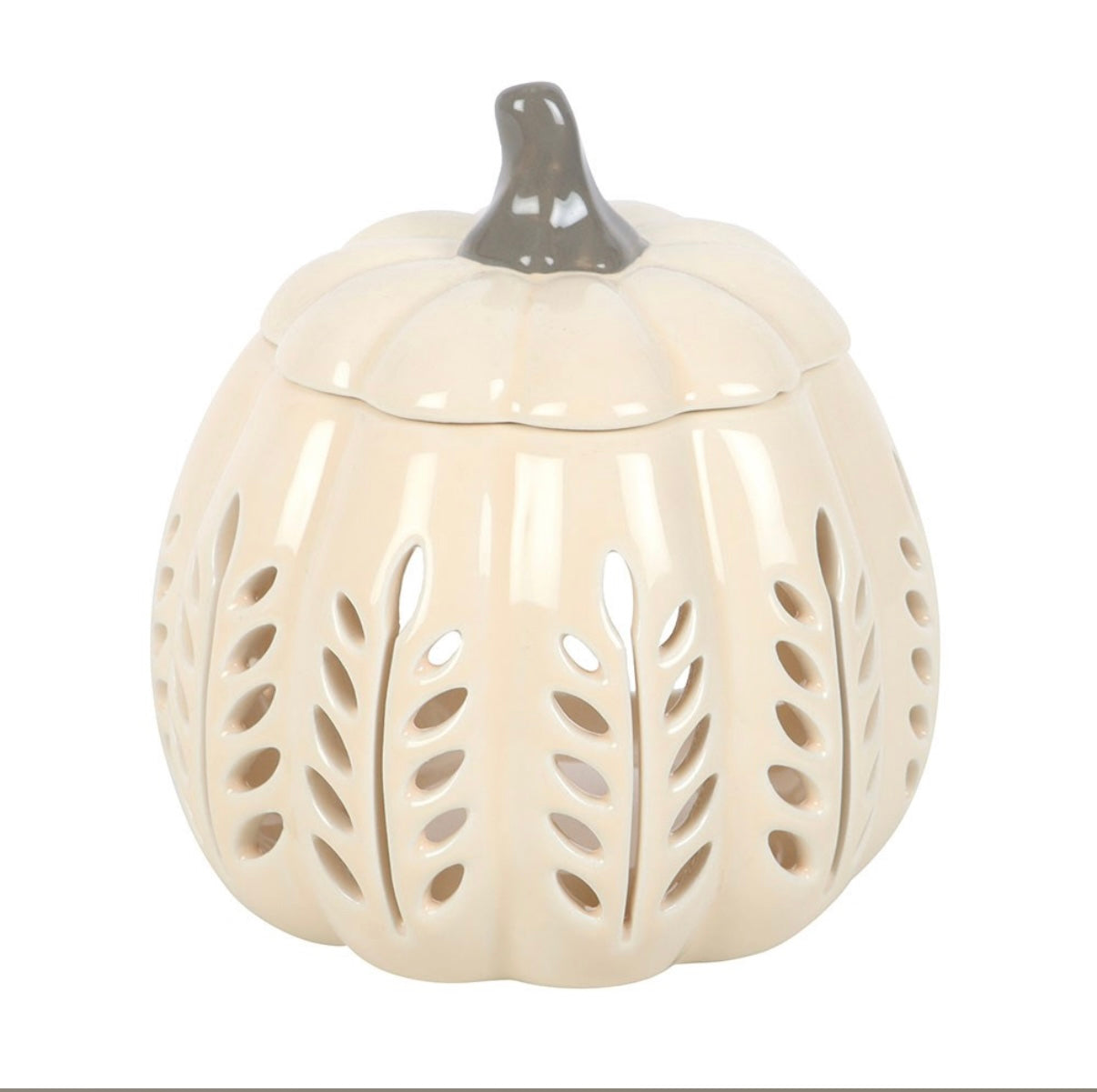 Cream Leaf Cut Out Pumpkin Burner