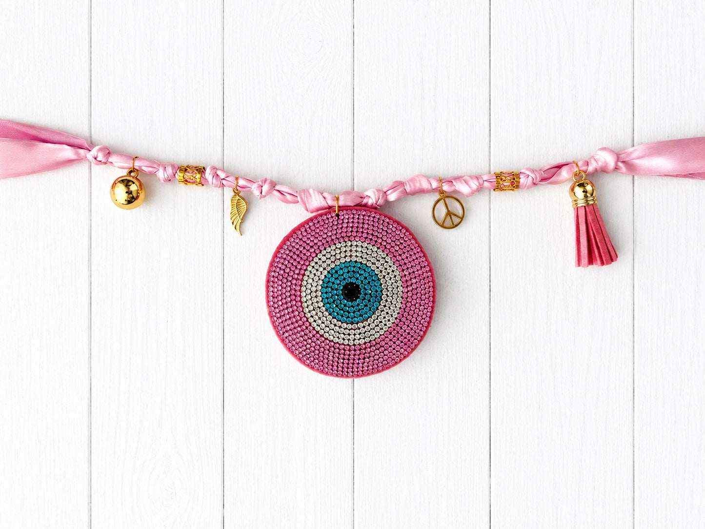 Evil eye Pink Silk Bandana Necklace