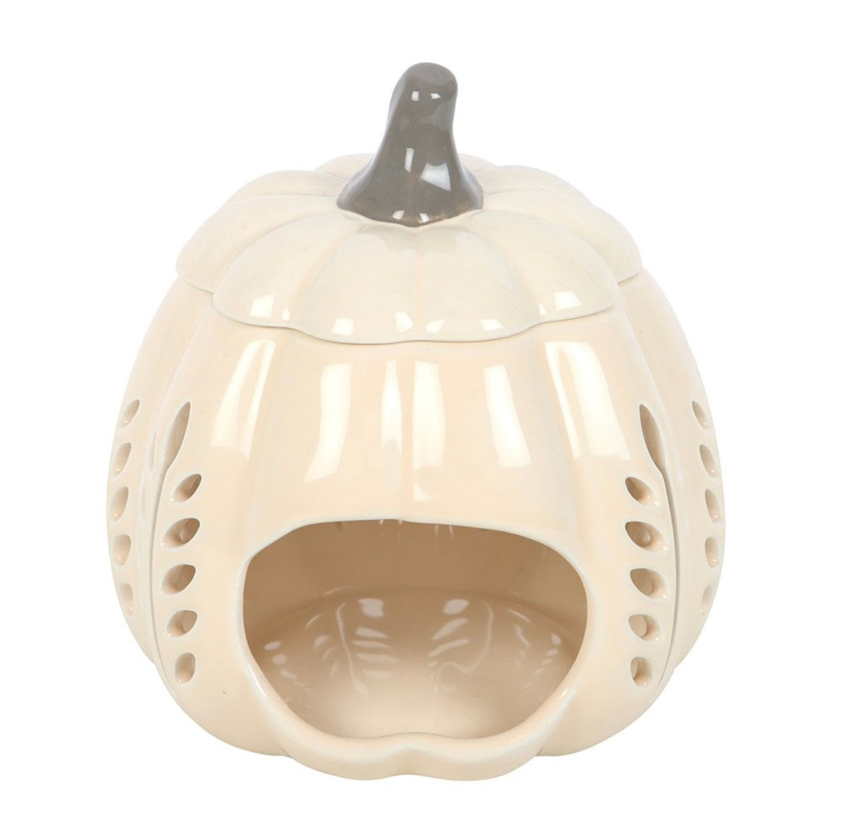 Cream Leaf Cut Out Pumpkin Burner