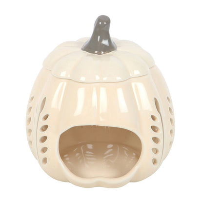 Cream Leaf Cut Out Pumpkin Burner