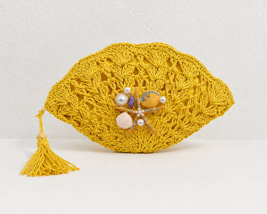Yellow Shell Clutch Bag
