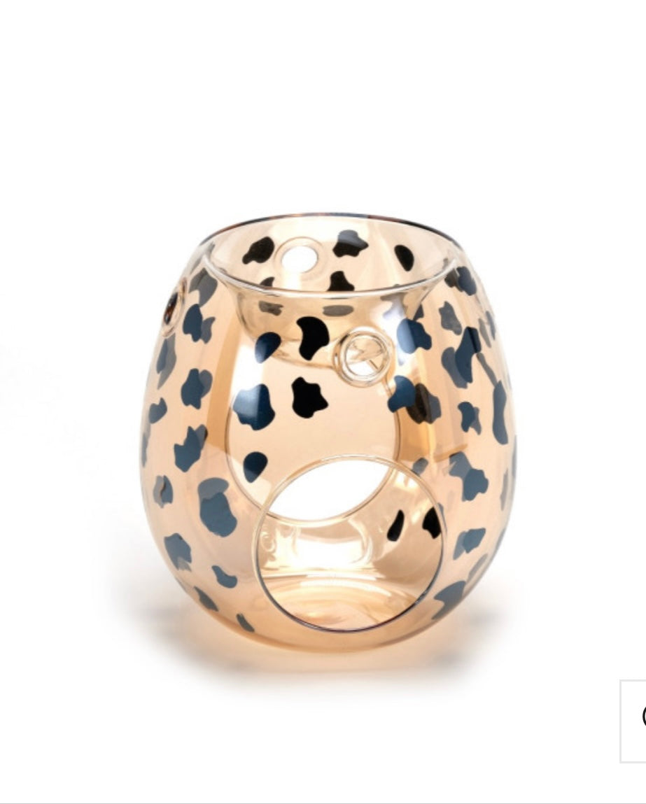 Cheetah Print Glass Wax Burner