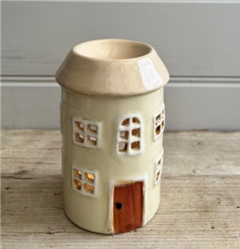 Cream Pottery House Wax Burner