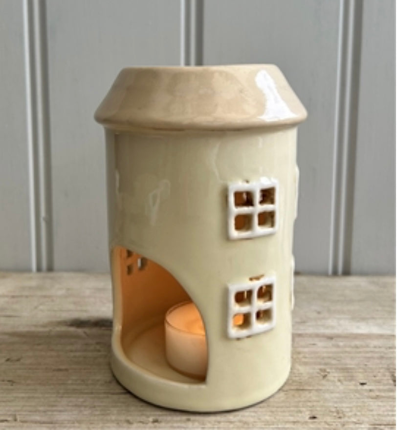 Cream Pottery House Wax Burner