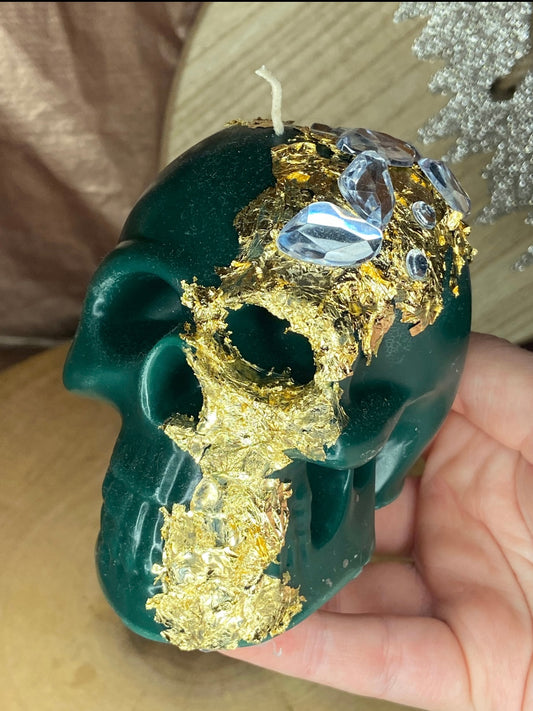 Green Crystal Skull Candle