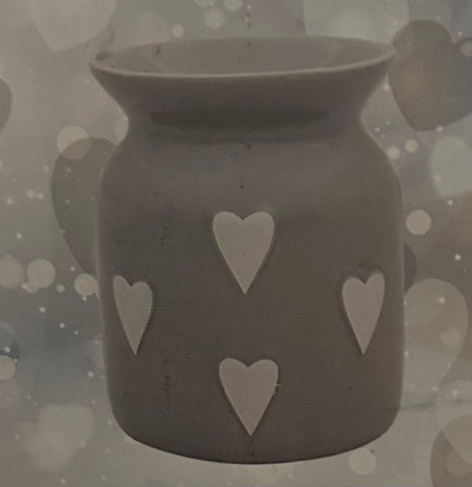 Grey with White Hearts Wax Burner