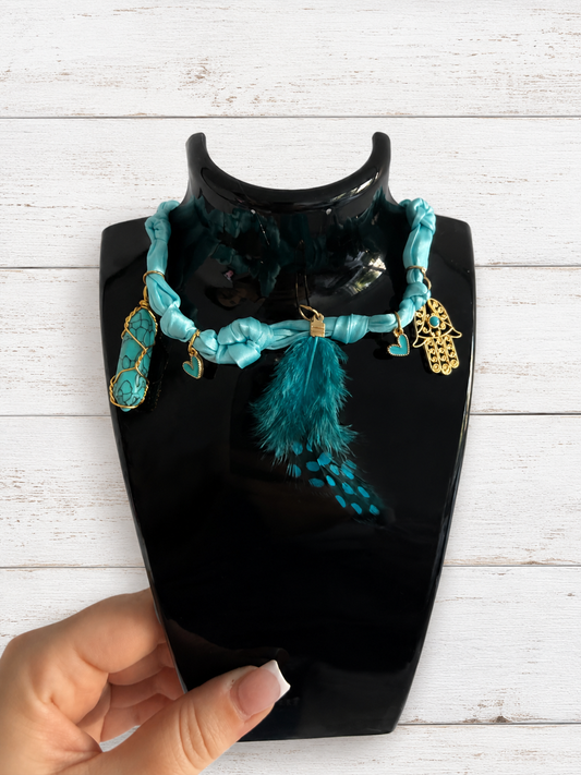 Turquoise Dream Boho Silk Necklace