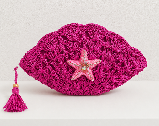 Pink Shell Clutch Bag