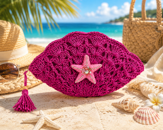 Pink Shell Clutch Bag